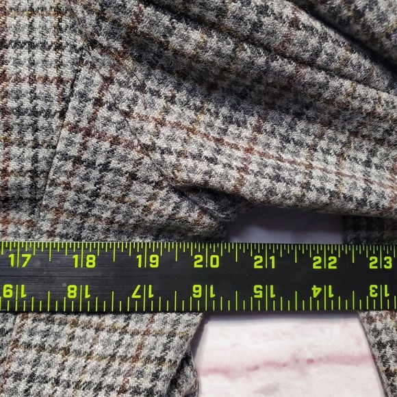 Talbots Jacket Womens 16 Gray Brown Plaid Wool Blend Heritage Riding Equestrian - Picture 11 of 15